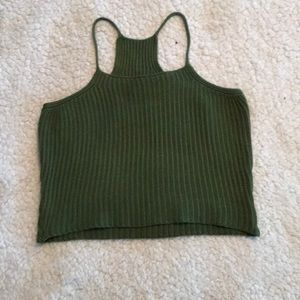 Army green spaghetti strap crop top